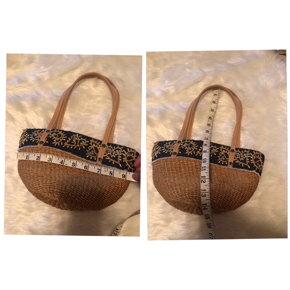 Cute small straw /denim hand bag - Picture 8 of 8